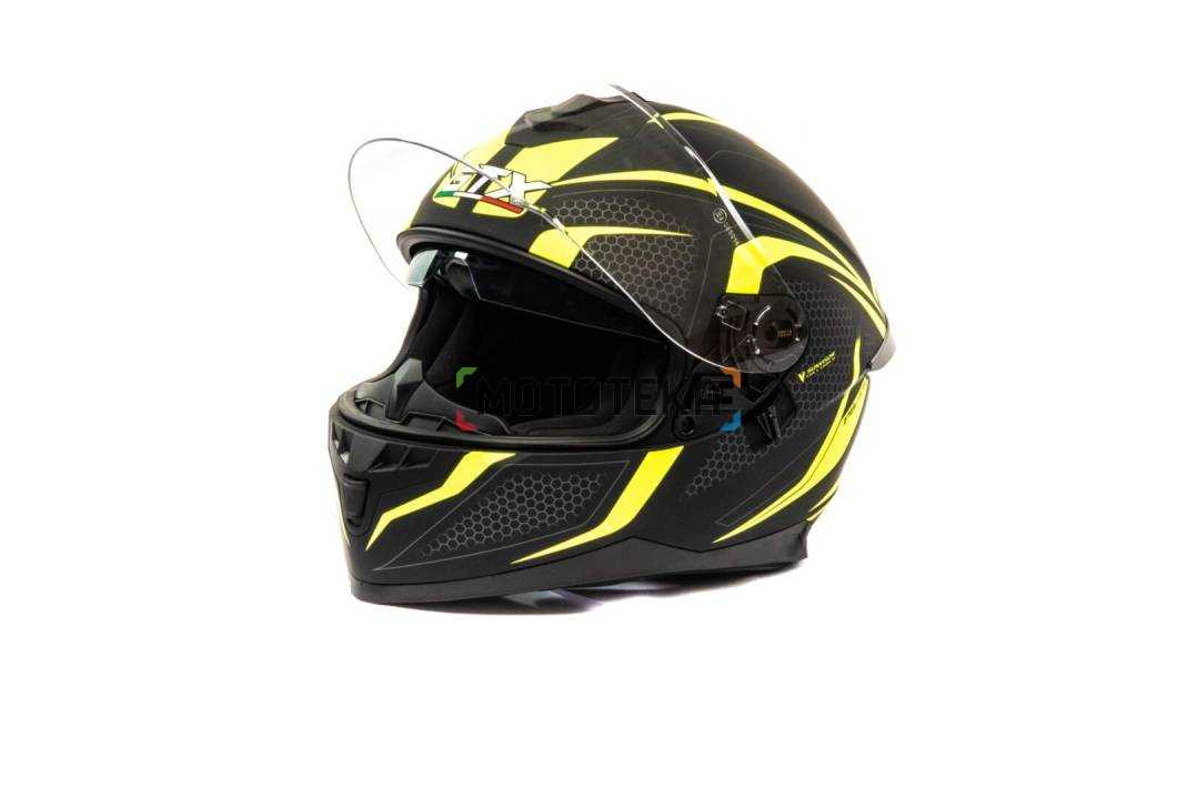 Шлем мото интеграл GTX 5672 (XL) #5 BLACK/FLUO YELLOW/GREY