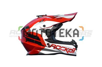 Шлем мото кроссовый ROCKOT (Рокот) RM-217 Crimson GL (XXL) (красный/белый/серый глянцевый)