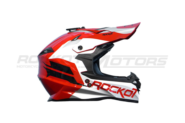 Шлем мото кроссовый ROCKOT (Рокот) RM-217 Crimson GL (XXL) (красный/белый/серый глянцевый) | Мототека